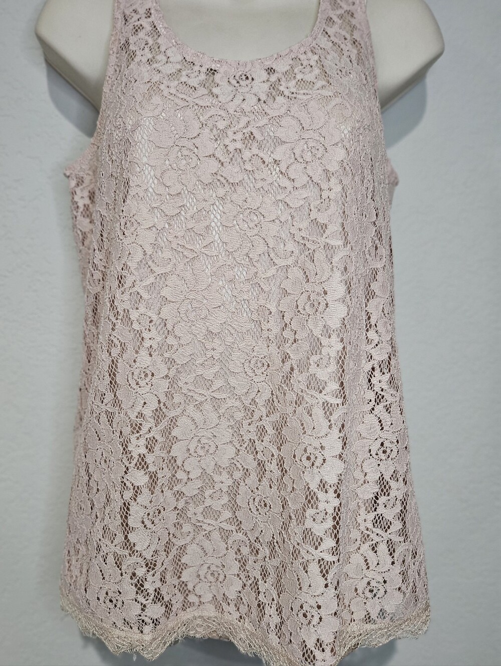 EUC Laundry By Shelli Segal Pink Lace Tank Top S